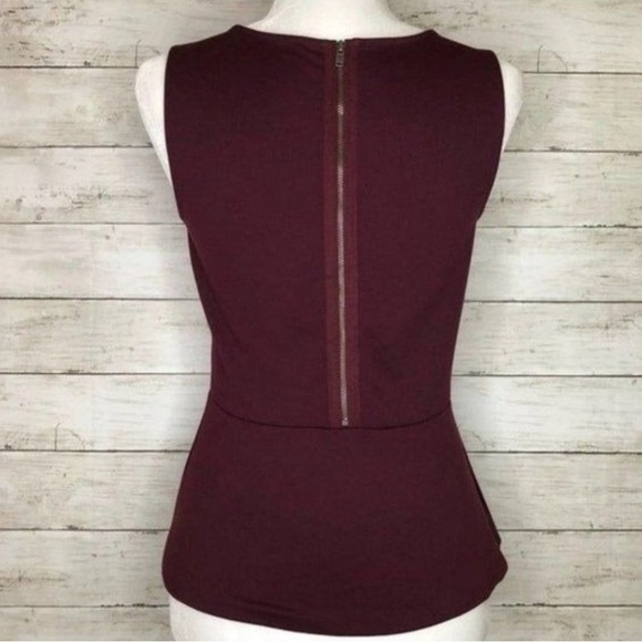 LOFT Plum Peplum Top size Small - Picture 2 of 5